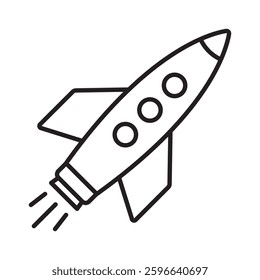 Rocket line icon. Flying rocket outline icon.