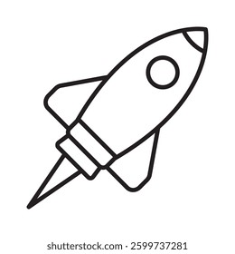 Rocket line icon. Flying rocket outline icon.