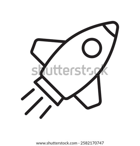 Rocket line icon. Flying rocket outline icon.
