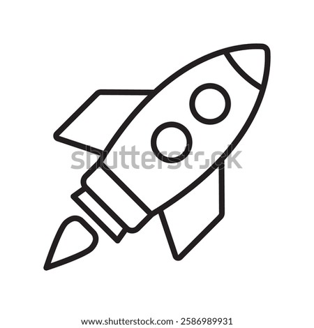 Rocket line icon. Flying rocket outline icon.