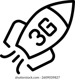 rocket line icon illustration vector