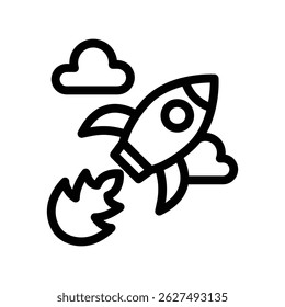 Línea de cohete Icono Ilustración Vector gráfico. Gráfico simple del Vector de la ilustración del elemento, conveniente para el App, los Sitios web, y las presentaciones aisladas en el fondo blanco