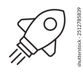 Rocket line icon. Rocket launch icon. Flying rocket icon.