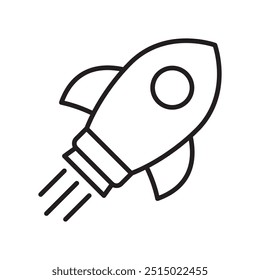 Rocket line icon. Rocket launch icon. Flying rocket icon.