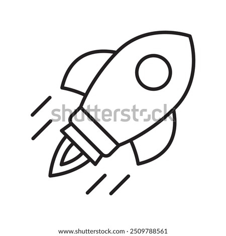 Rocket line icon. Rocket launch icon. Flying rocket icon.