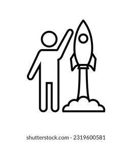 Rocket line icon, logo vector