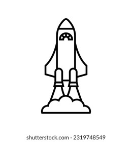 Rocket line icon, logo vector