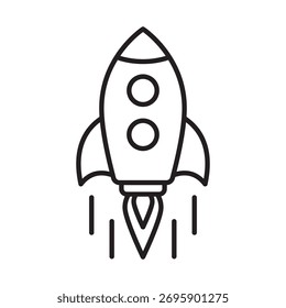 Rocket Line Icon – Minimal Rocket Launch Icon, Startup Growth and Innovation Symbol