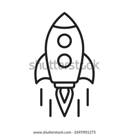 Rocket Line Icon – Minimal Rocket Launch Icon, Startup Growth and Innovation Symbol