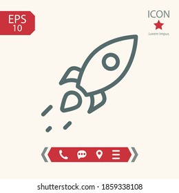 icono de línea de cohete, ilustración del vector de contorno.