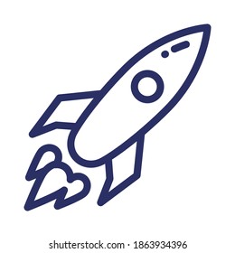 rocket line icon, outline vector illustration.