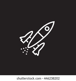 rocket line icon, outline vector illustration, linear pictogram isolated on black
