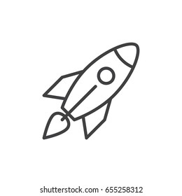 Rocket line icon, outline vector sign, linear style pictogram isolated on white. Startup symbol, logo illustration. Editable stroke. Pixel perfect