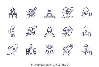 Rocket line icon set. Editable stroke. Vector illustration. Containing startup, rocket, launch, spaceship.