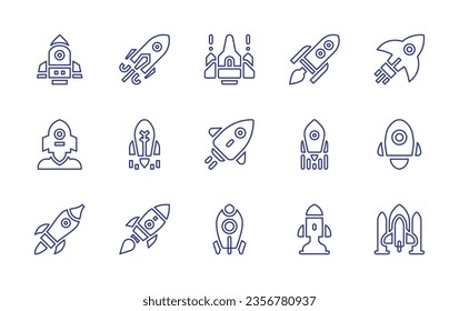 Rocket line icon set. Editable stroke. Vector illustration. Containing rocket, startup, launch, spaceship, advancement, rocket launch, start up.