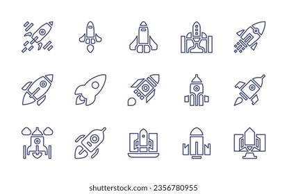 Rocket line icon set. Editable stroke. Vector illustration. Containing startup, rocket, space rocket, spaceship, launch.