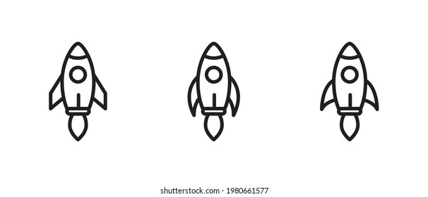 conjunto de iconos de línea de cohete, vector de símbolo de cohete para web