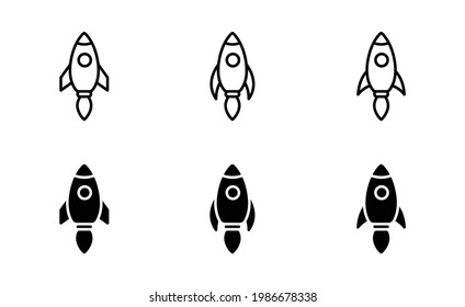 rocket line icon set, rocket symbol vector for web