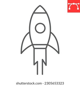 Rocket line icon, solution and business, startup vector icon, vector graphics, editable stroke outline sign, eps 10.