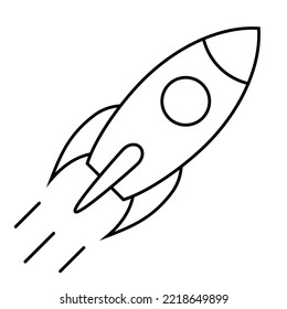 Rocket line icon, space ship vector symbol on white background