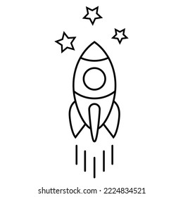 Rocket line icon, space ship vector illustration on white background, cosmos trip flat symbol