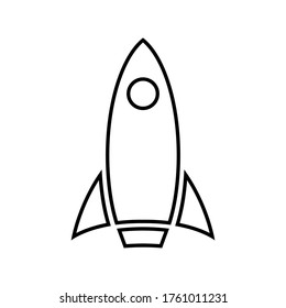 Rocket line icon. Spaceship or any vessel designed for spaceflight. Vector Illustration