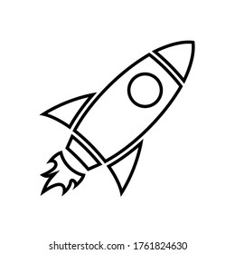 Rocket line icon. Spaceship or any vessel designed for spaceflight. Vector Illustration