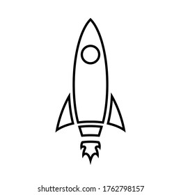 Rocket line icon. Spaceship or any vessel designed for spaceflight. Vector Illustration