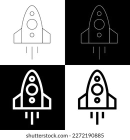 Icono de línea de cohetes. Icono de nave espacial para el diseño. Vector aislado en el fondo.	