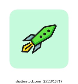 Rocket line icon. Spaceship, flight, start, startup. Space concept. Can be used for topics like astronomy, space travel, launch