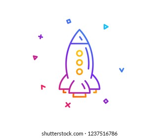 Rocket line icon. Spaceship transport sign. Aircraft symbol. Gradient line button. Rocket icon design. Colorful geometric shapes. Vector