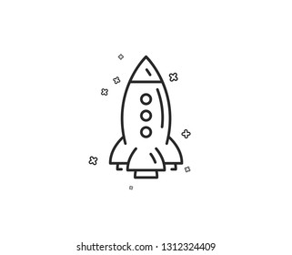 Rocket line icon. Spaceship transport sign. Aircraft symbol. Geometric shapes. Random cross elements. Linear Rocket icon design. Vector