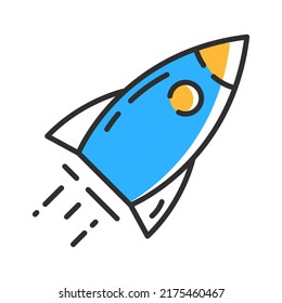 Icono de línea de cohetes. Icono de esquema de inicio. Concepto de ilustración de vector