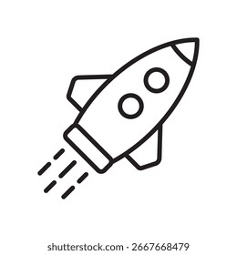 Rocket line icon. Startup launch line icon. Flying up rocket outline symbol.