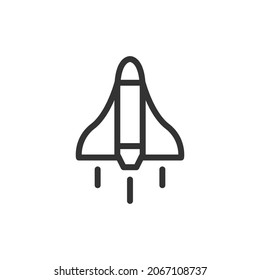 Icono de línea de cohetes de estilo moderno. Pictograma vectorial de trazo aislado sobre un fondo blanco. Iconos del contorno de la prima del cohete.