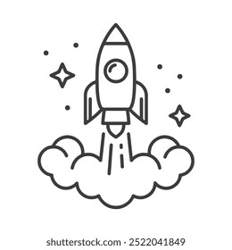 rocket line icon vector design