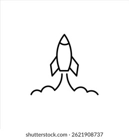 rocket line icon vector on white background.