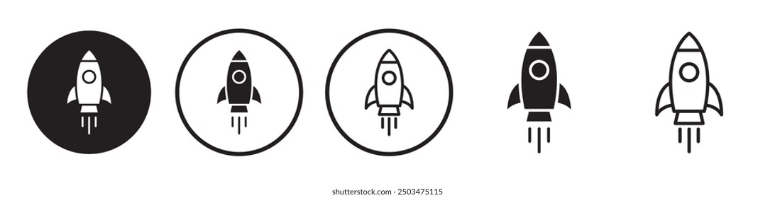 Rocket line icon vector set.