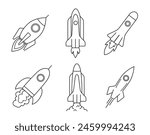Rocket line icons set. Spaceship outline isolated illustration. Startup symbol