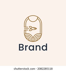 rocket line logo design template.