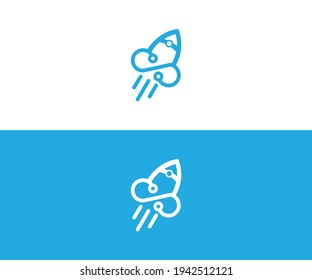rocket line modern logo design