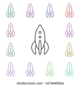 Rocket line multi color style icon. Simple thin line, outline vector of toys icons for ui and ux, website or mobile application