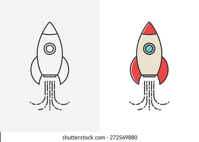 Rocket line style icon and logo 