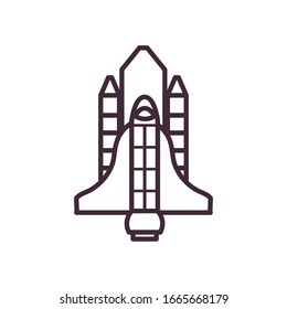 Rocket line style icon of Space futuristic cosmos outside universe astronomy adventure and exploration theme Vector illustration