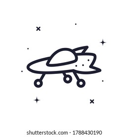 Rocket line style icon of Space futuristic cosmos and universe theme Vector illustration