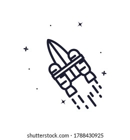 Rocket line style icon of Space futuristic cosmos and universe theme Vector illustration