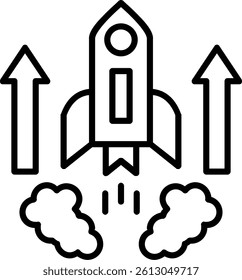 Rocket Line Vector Icon Design