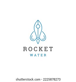 Línea de cohetes con patrón de diseño de logotipo de caída de agua vector plano