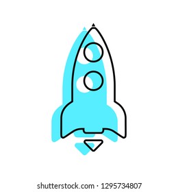 Rocket linear fill icon vector
