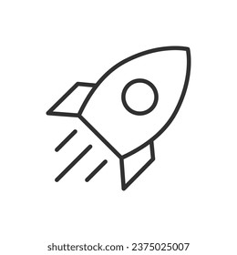 Rocket, linear icon. Line with editable stroke